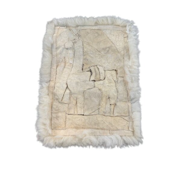 Alpaca Wool Handmade Wall Hanging 22"x16" Brown & White Accent - Picture 5 of 8